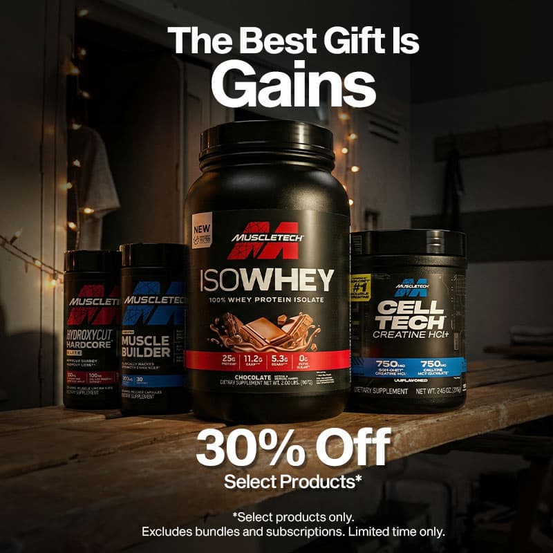 MuscleTech products in a locker room.