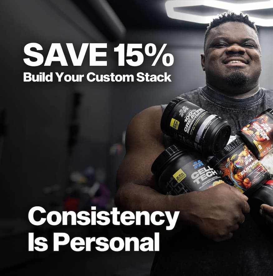 Blessing holding multiple MuscleTech products