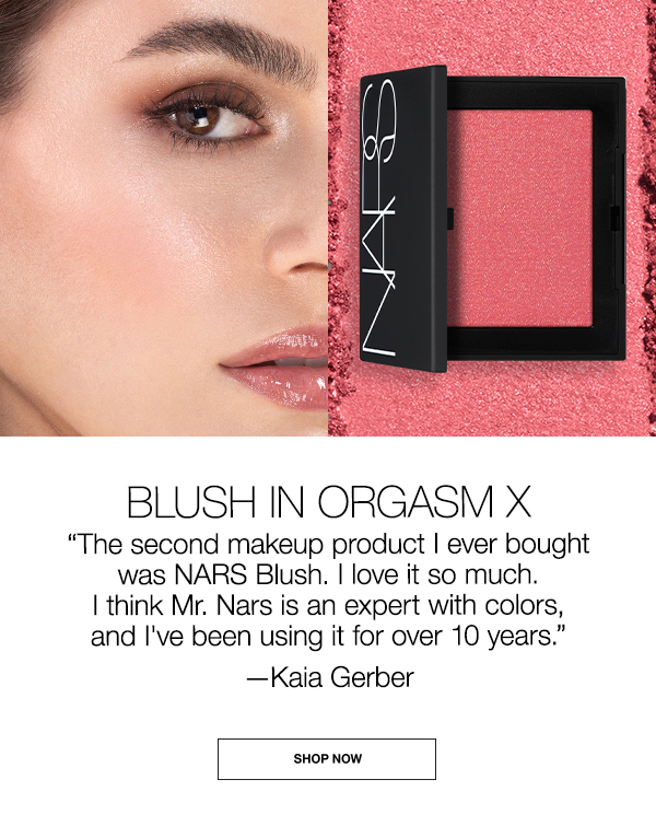 “The second makeup product I ever bought was NARS Blush. I love it so much. I think Mr. Nars is an expert with colors, and I've been using it for over 10 years.” —Kaia Gerber