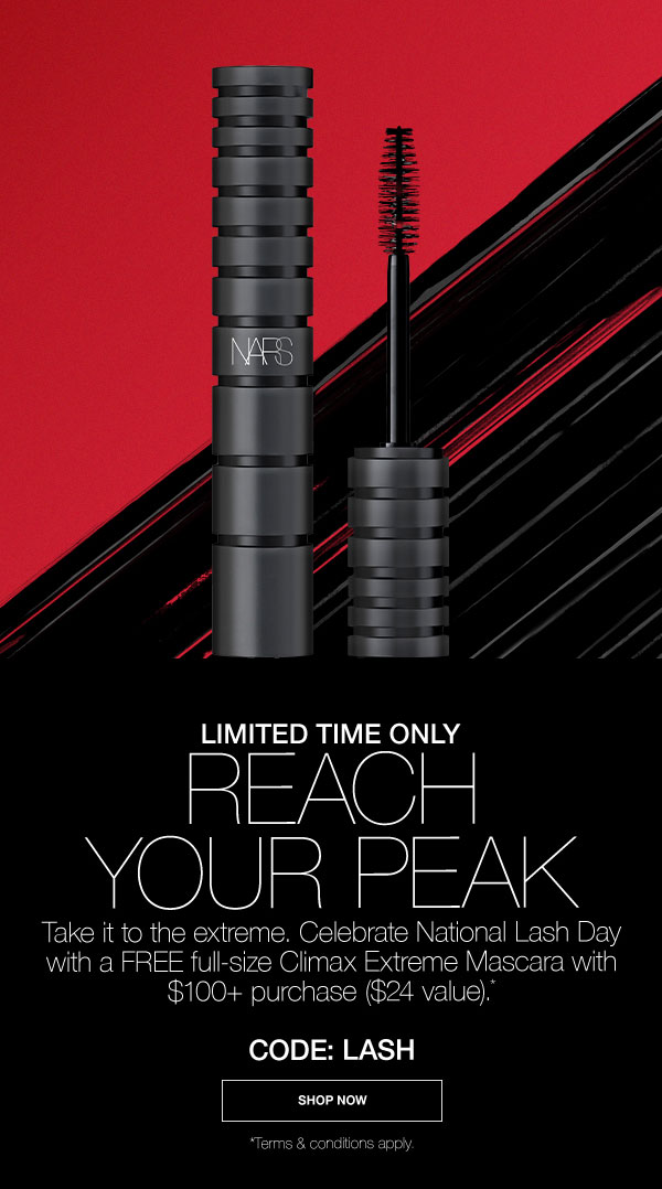 Take it to the extreme. Celebrate National Lash Day with a FREE full-size Climax Extreme mascara with $100