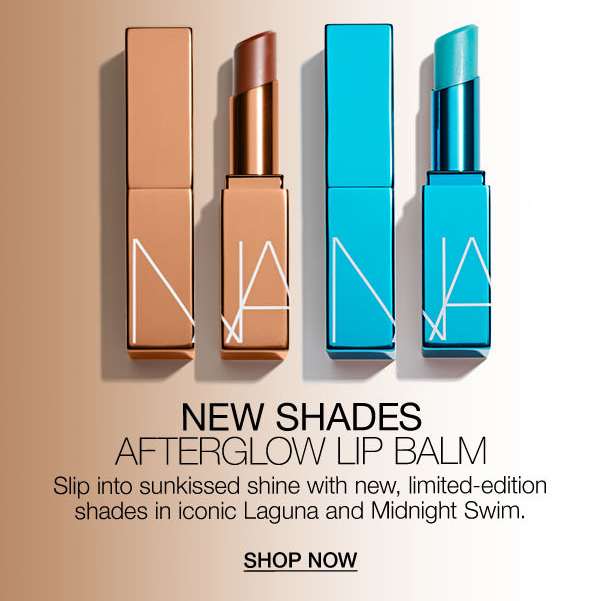 Slip into sunkissed shine with new shades of Afterglow Lip Balm in Laguna and Midnight Swim.