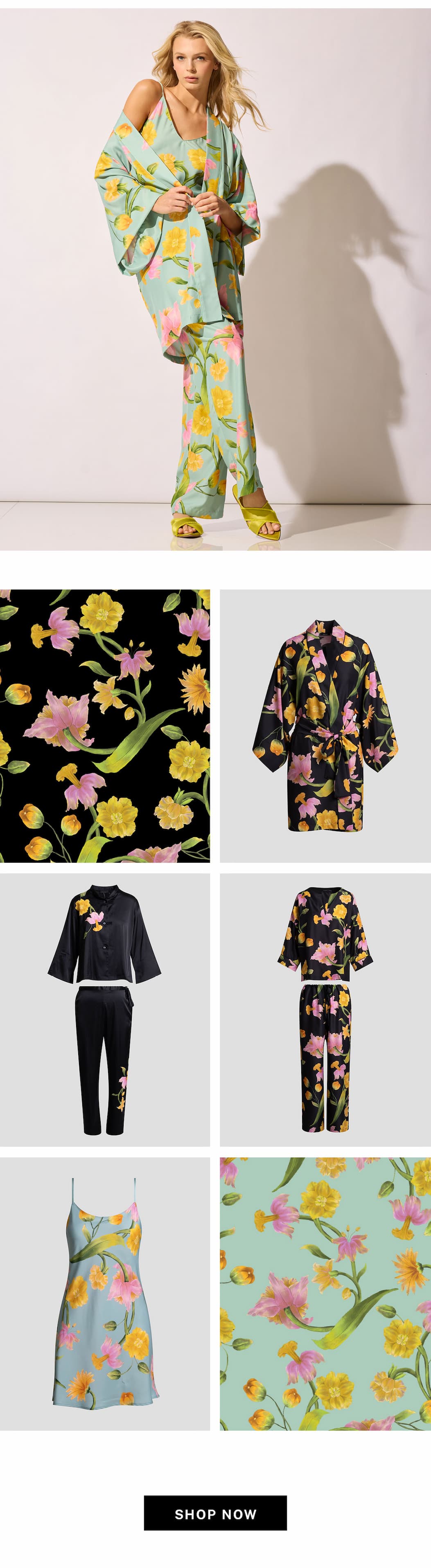 Vibrant florals made for bedtime.
