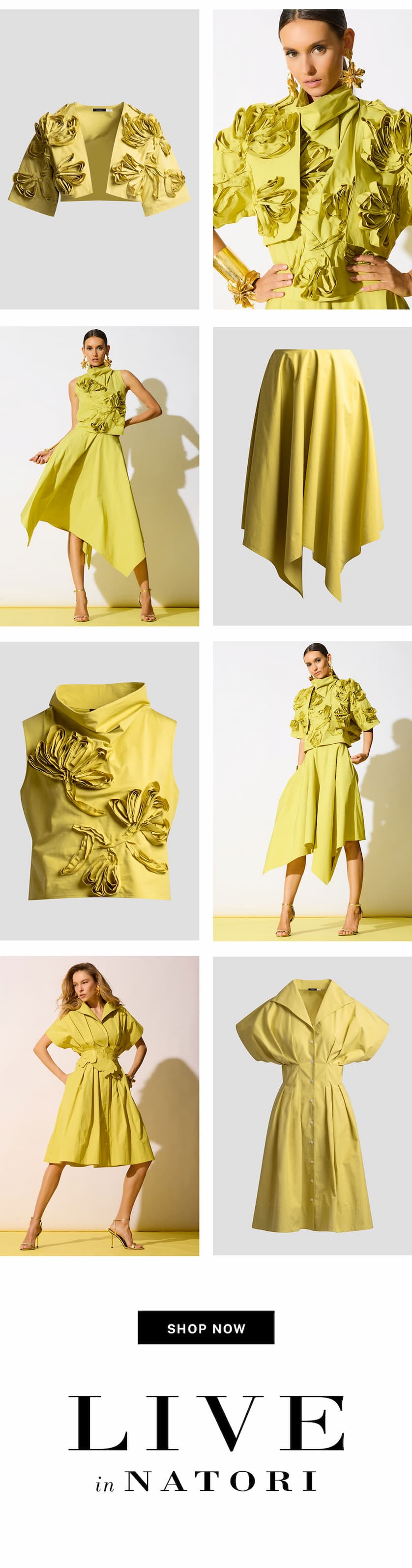 One color, sculpted in structured Tech Cotton Taffeta.