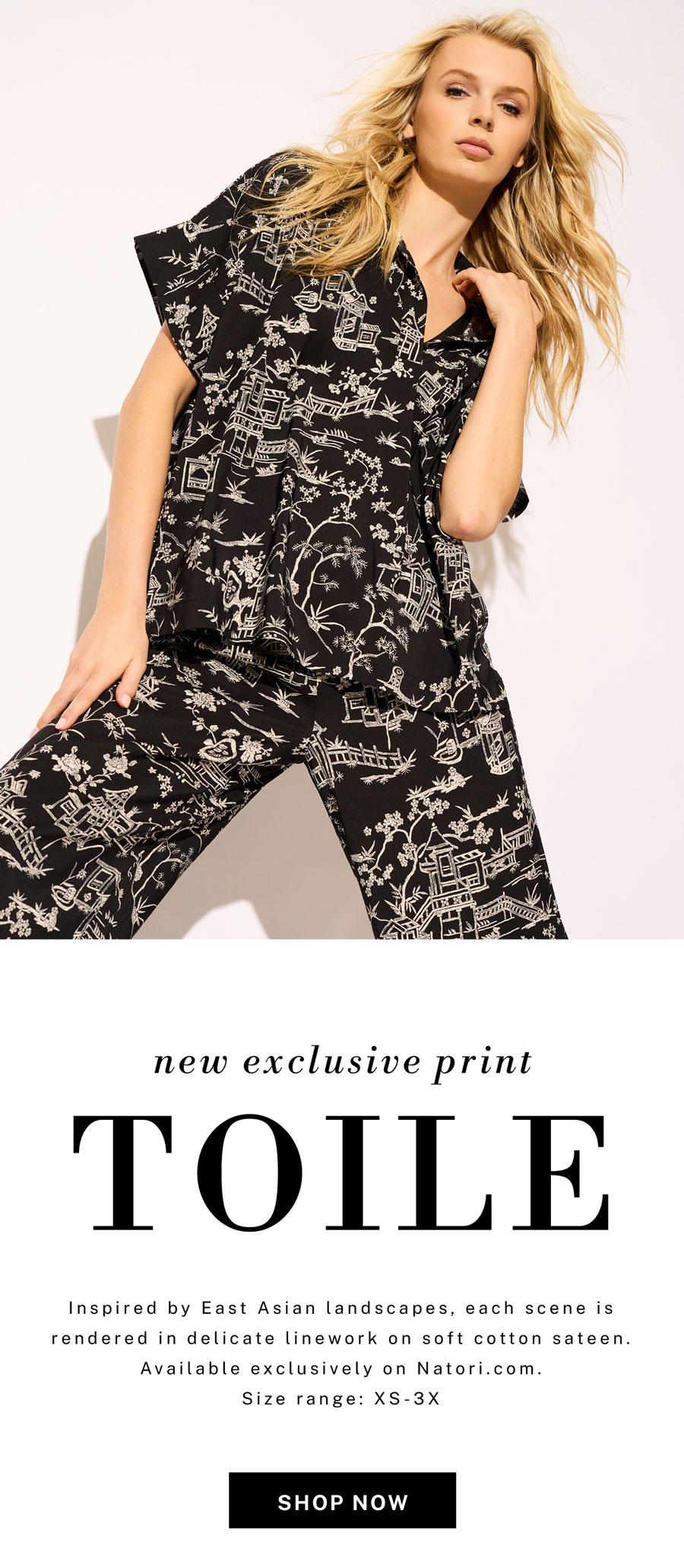 Inspired by East Asian landscapes, crafted in cotton sateen.