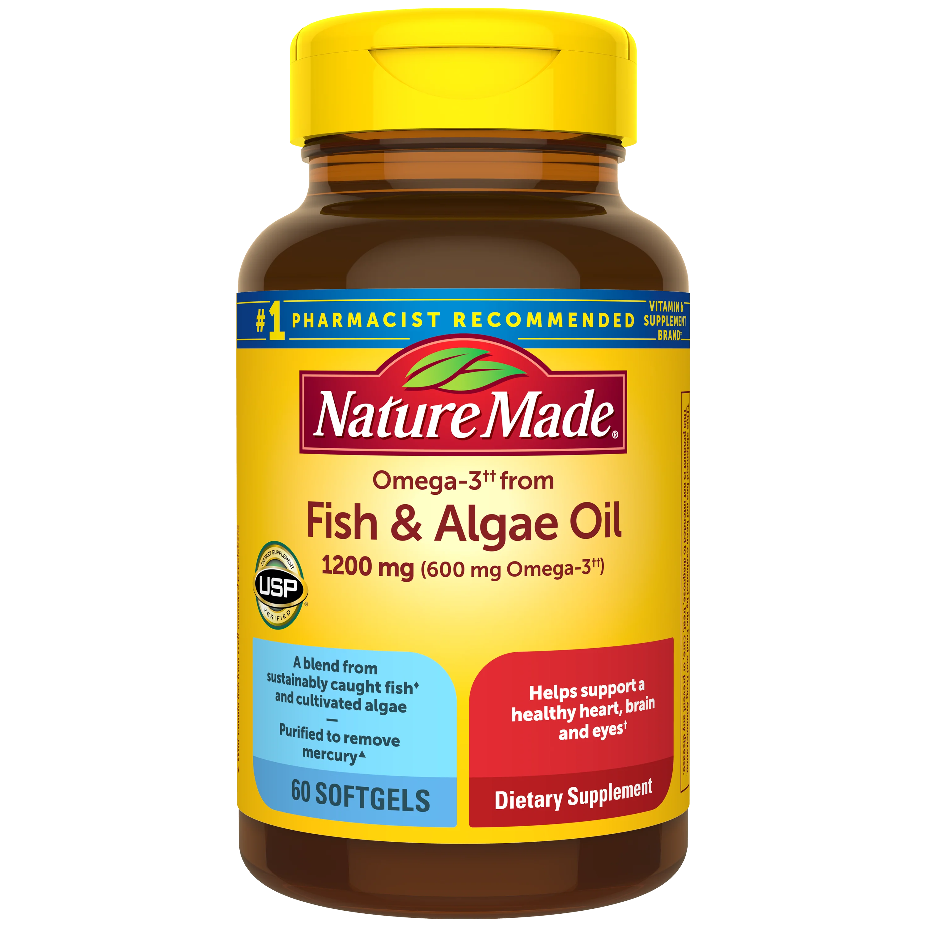 Image of Omega-3†† from Fish & Algae Oil 1200 mg Softgels