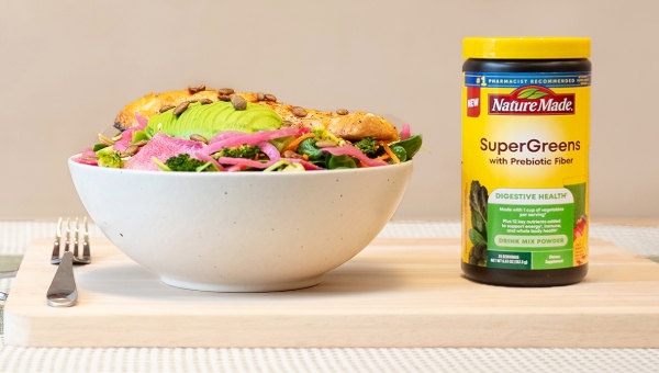 AVO seasonal bowl, inspired by new Nature Made SuperGreens supplements, is packed with protein, pumpkin seeds and your favorite vegetables