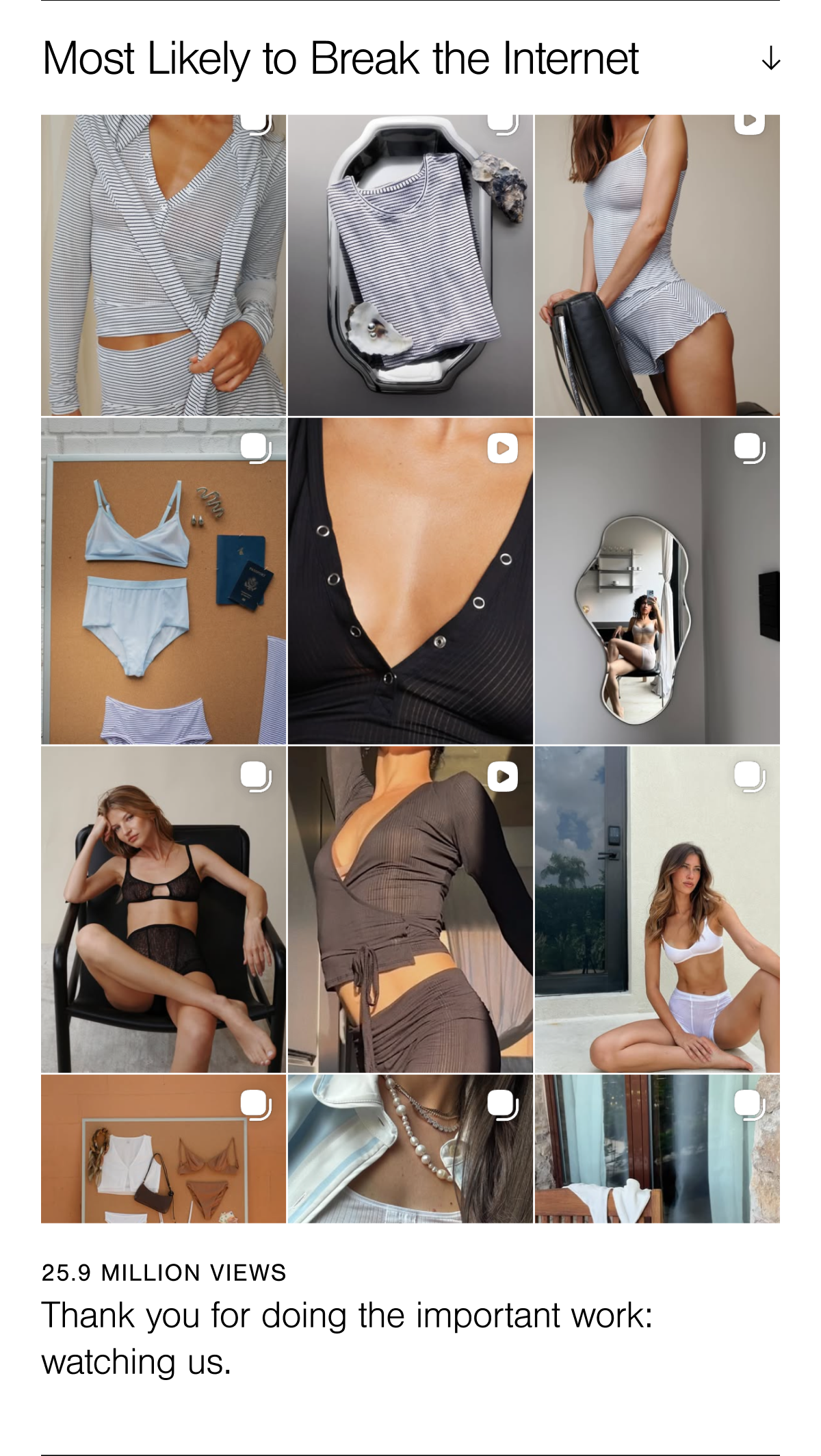 A grid view of Negative's Instagram feed. We hit 25.9 million views in 2025. Thank you for doing the important work: watching us.