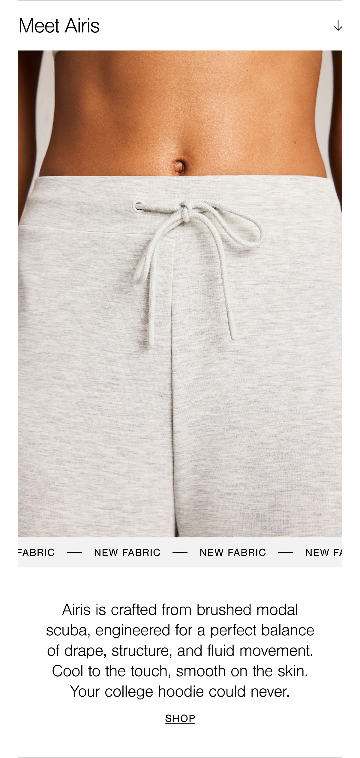 Airis is crafted from brushed modal scuba, engineered for a perfect balance of drape, structure, and fluid movement. Cool to the touch, smooth on the skin. Shop our new fabric, Airis. 