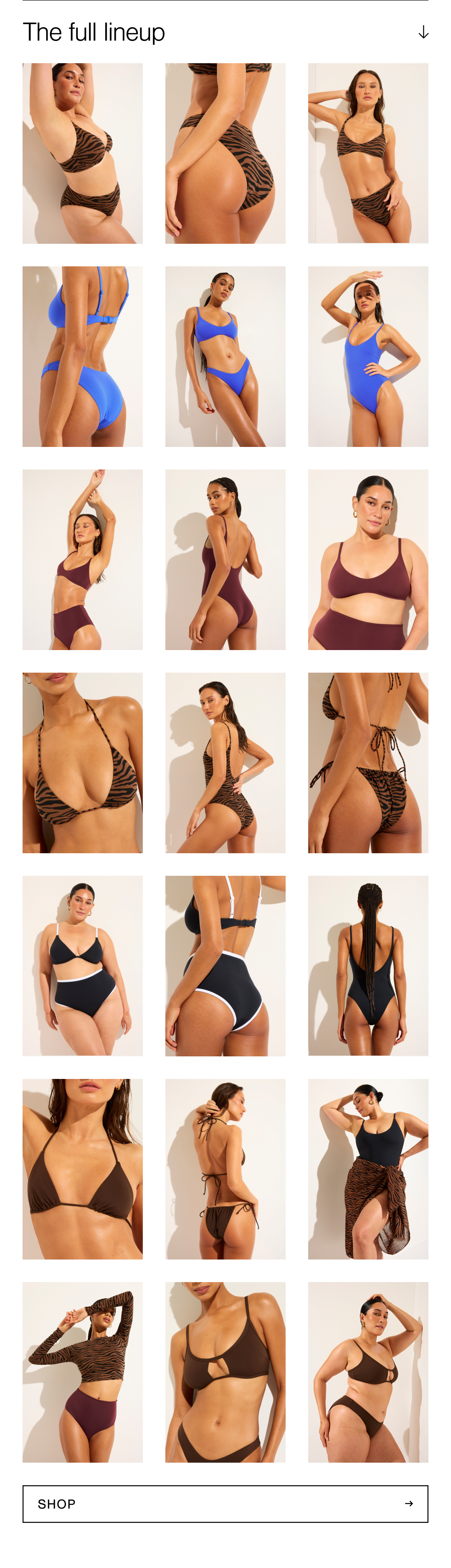 Featuring a 3x7 grid showcasing all 2026 Swim styles. 