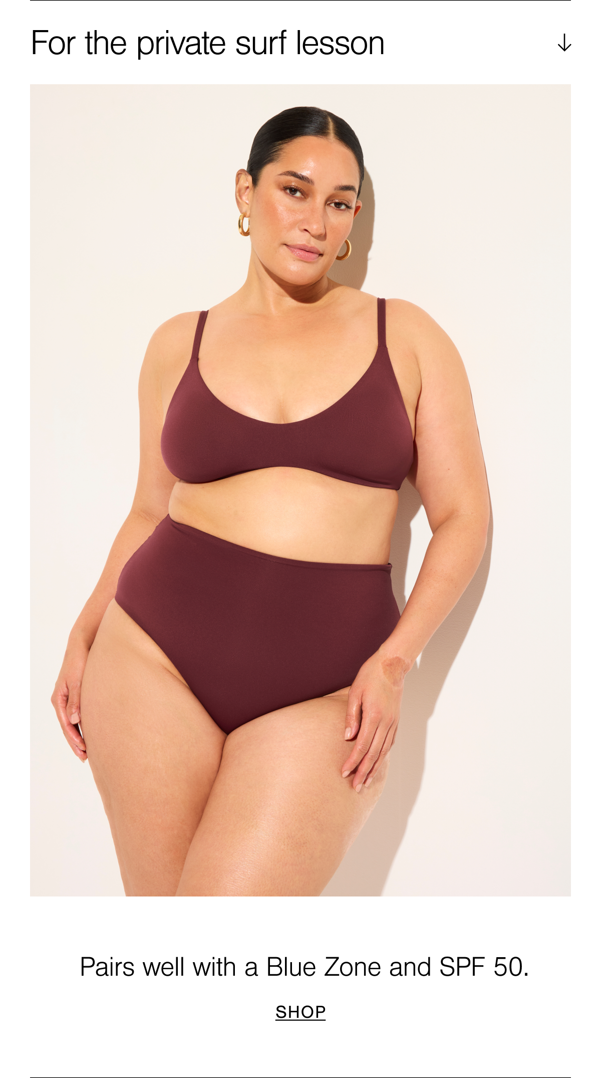 Negative Swim Scoop Top and High Waist Bottom in Garnet.