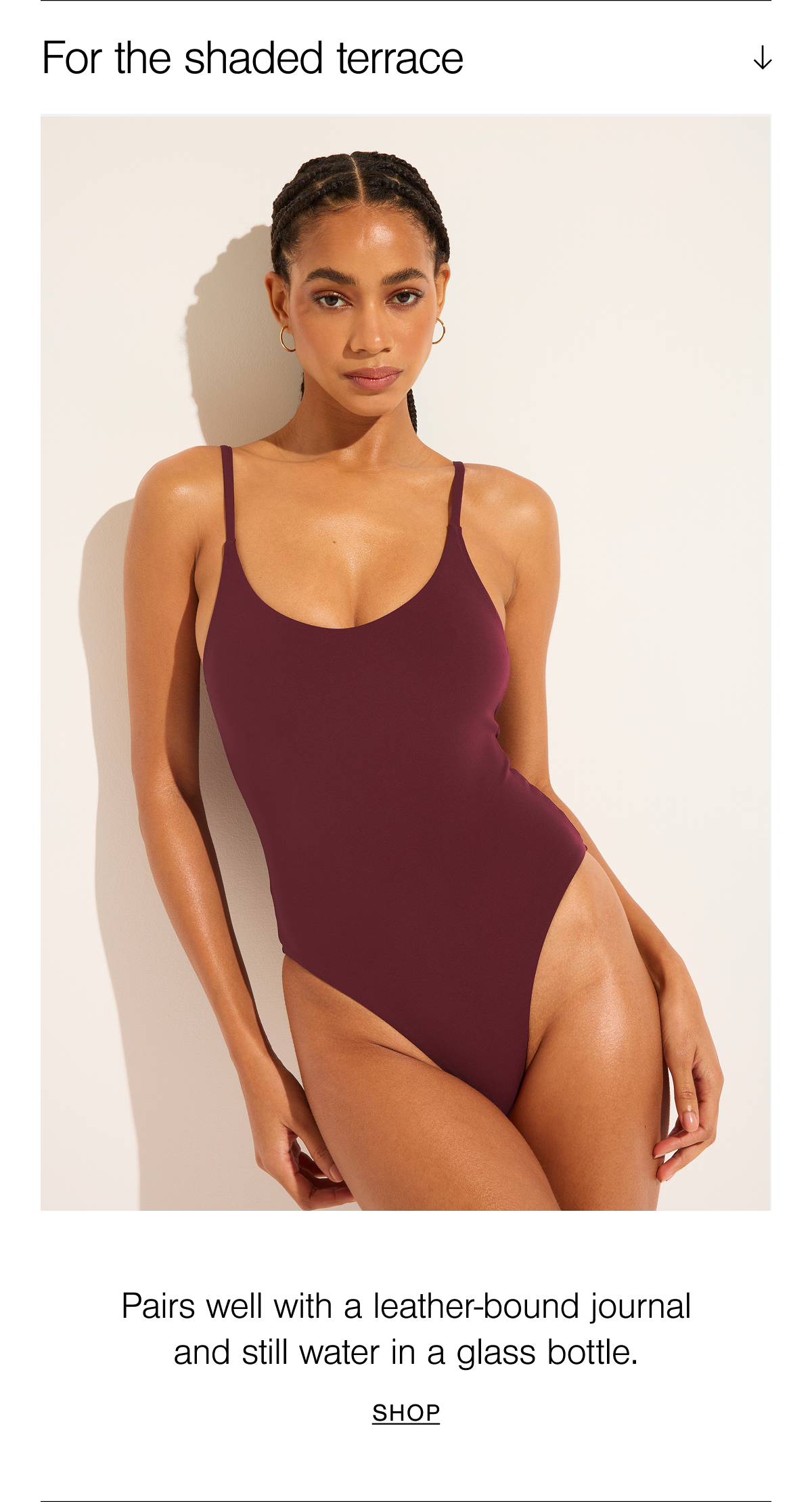 Negative Swim Strappy One-Piece in Garnet.