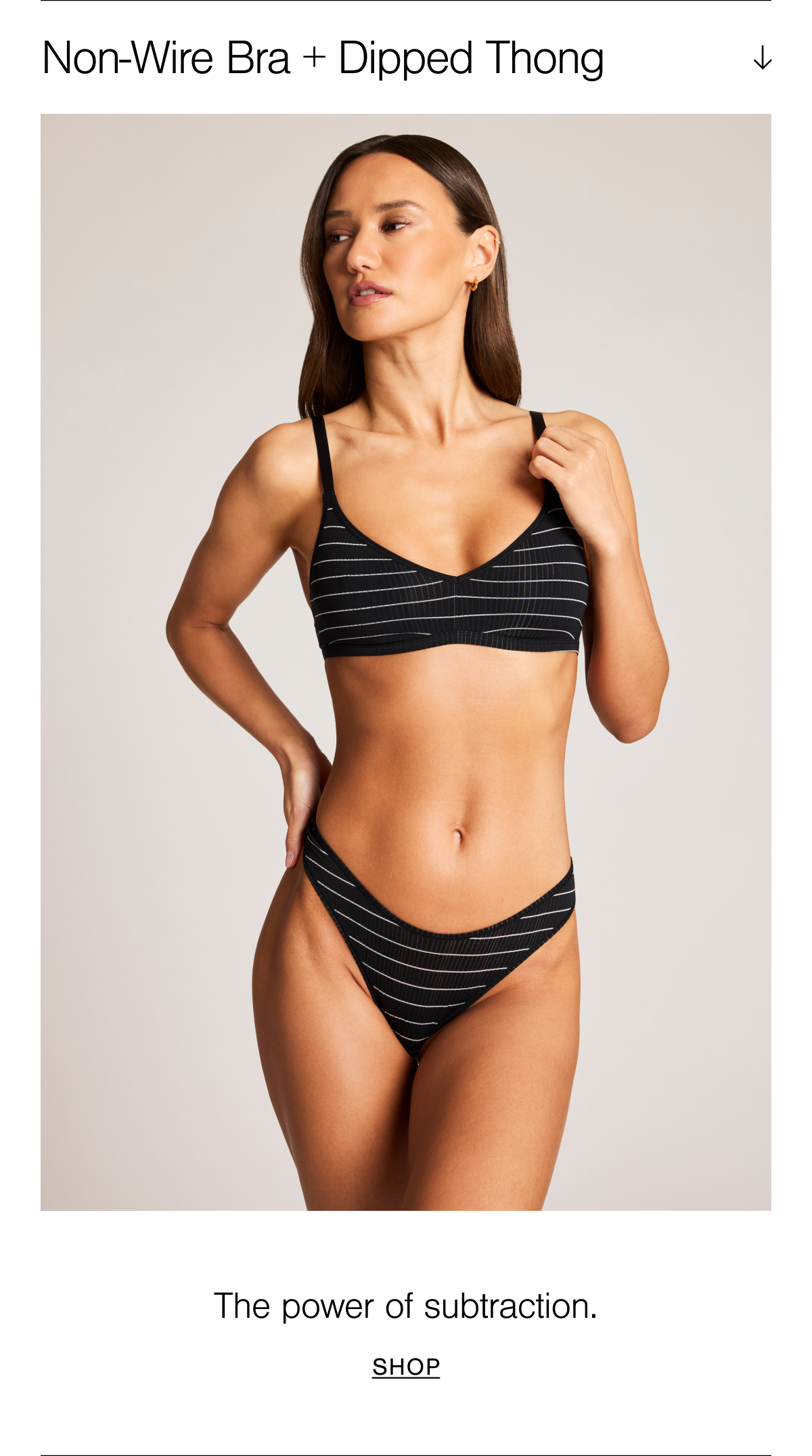 Model wearing Whipped Non-Wire Bra and French Cut Brief in Satellite.