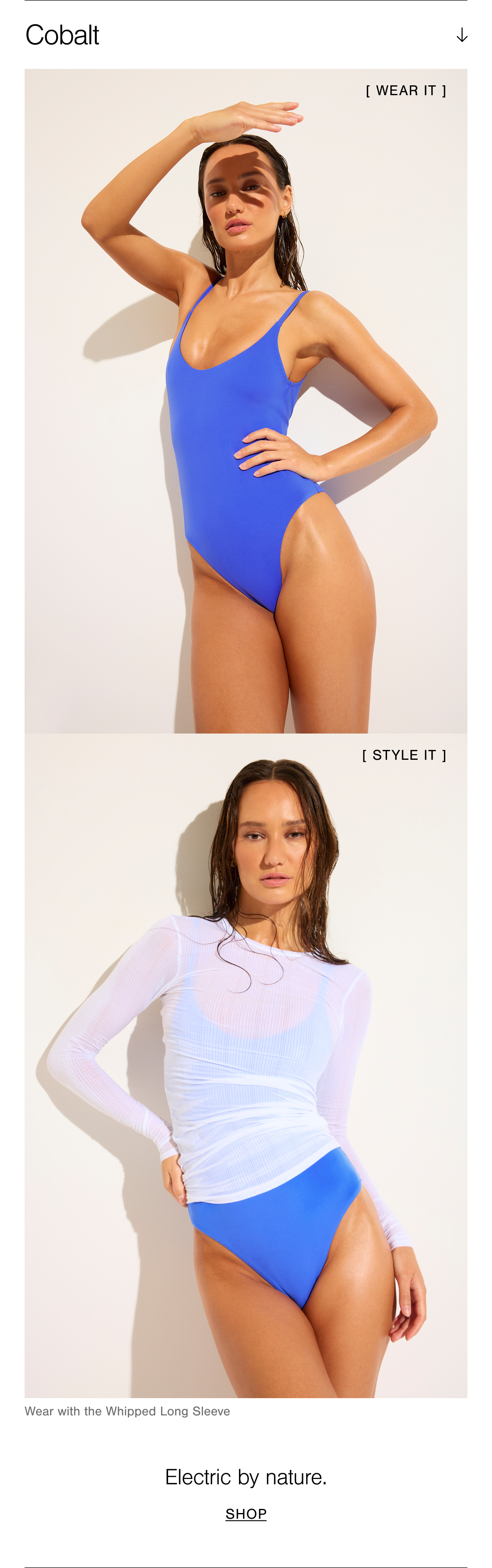 Featuring the Swim Strappy One-Piece in Cobalt. Cobalt is an electric lost at sea rich sapphire blue.