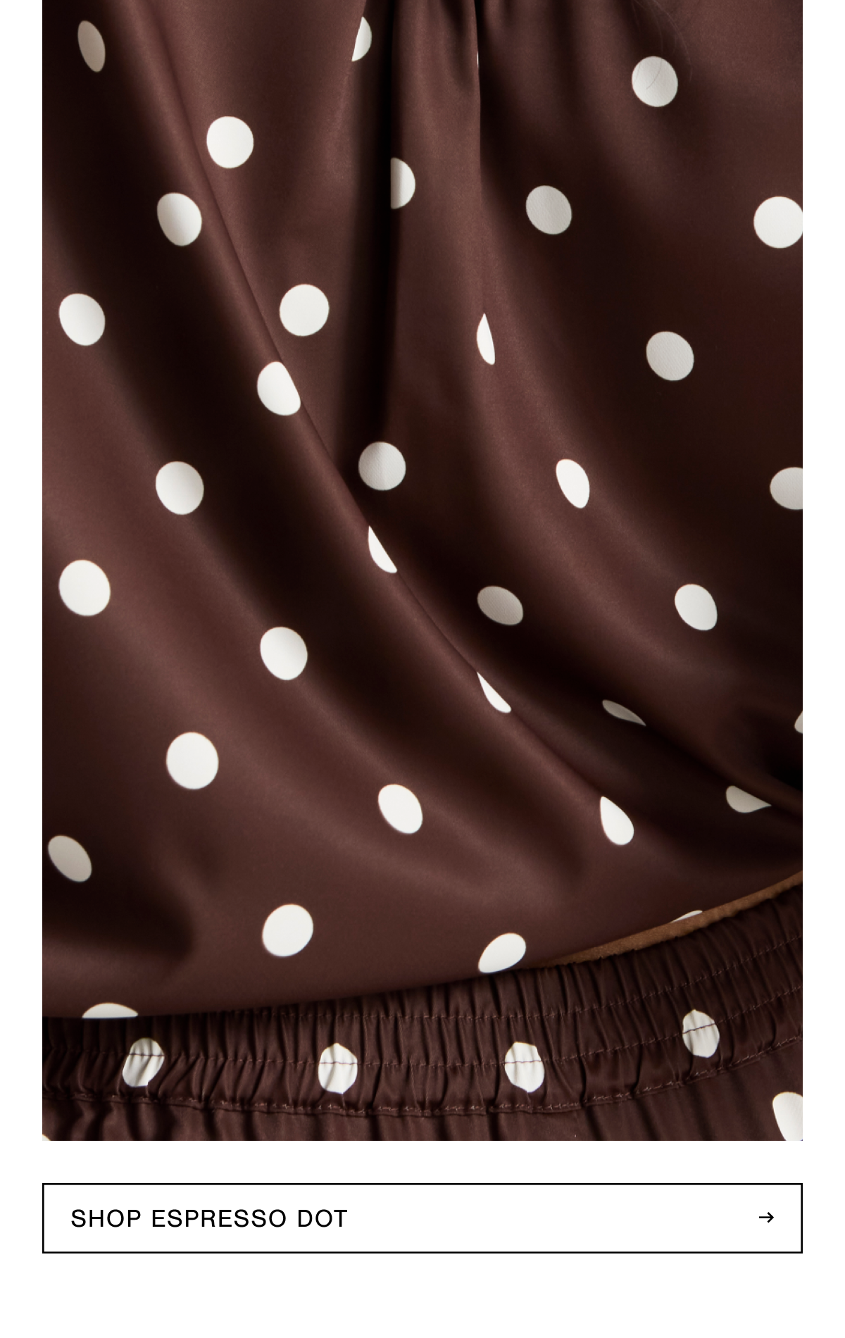 Espresso Dot is a dove feather white polka dot on a deep mahogany base. Shop Supreme in Espresso Dot.