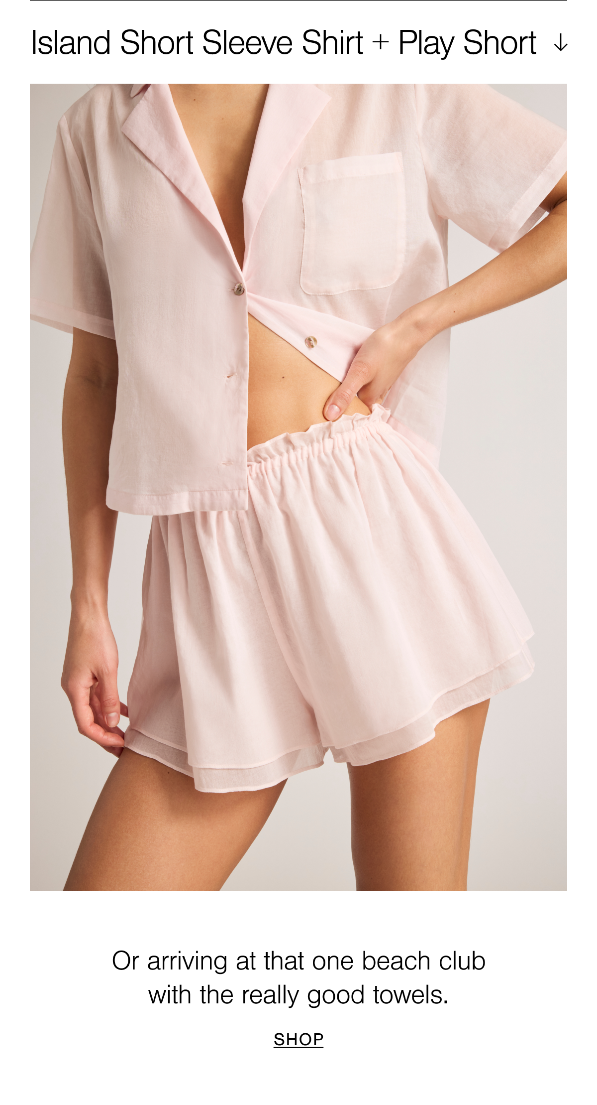 Intorducing the Island Short Sleeve Shirt. The Island Short Sleeve Shirt is a cropped take on our classic Island Shirt silhouette, reimagined for warmer days and effortless layering.