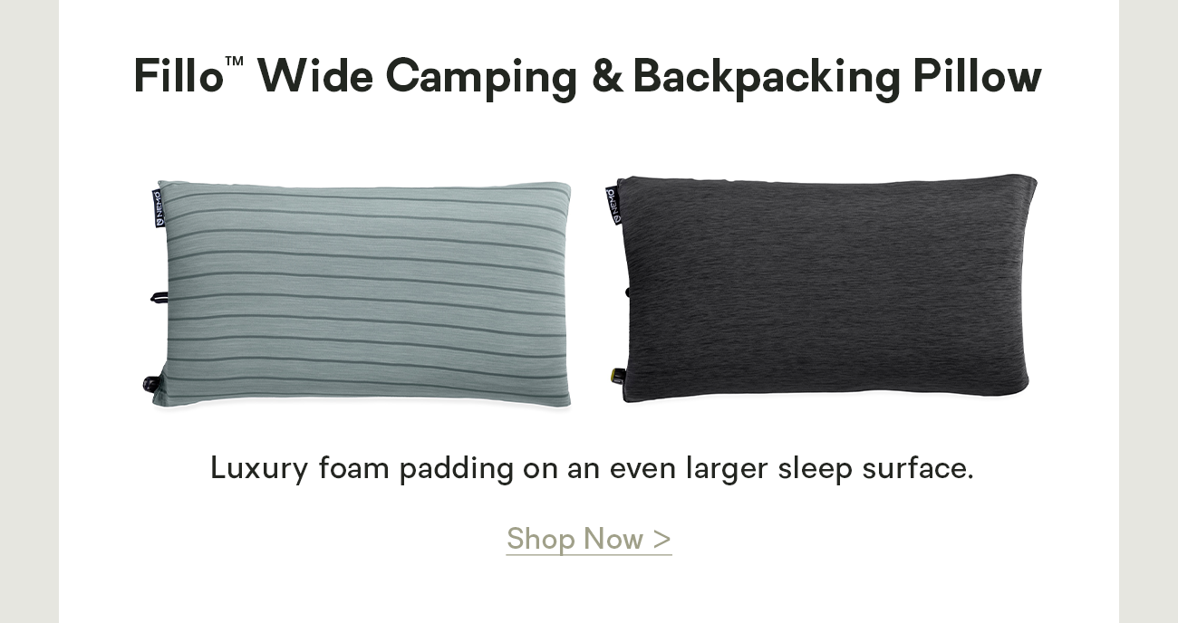 Fillo™ Wide Camping & Backpacking Pillow:  Luxury foam padding on an even larger sleep surface.