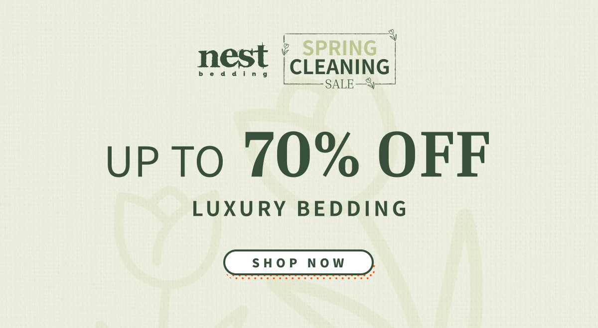 tap to shop up to 70% off luxury bedding, spring cleaning sale