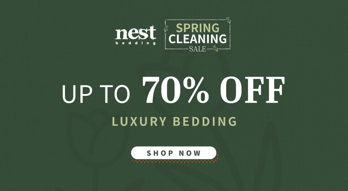 tap to shop up to 70% off luxury bedding, spring cleaning sale