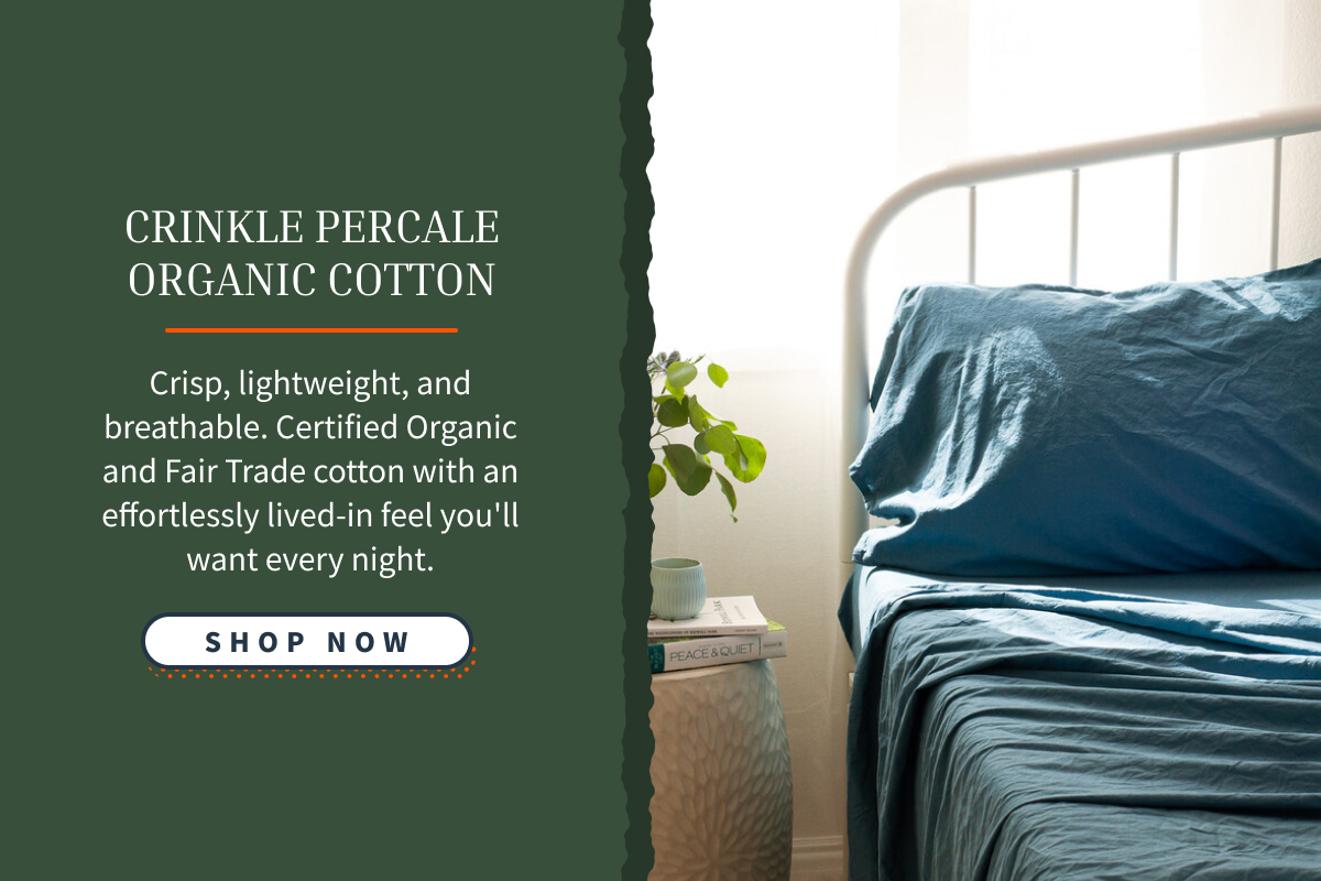 tap to shop crinkle percale organic cotton sheets