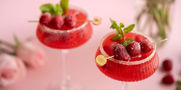 glasses filled with Sour Raspberry Mocktails
