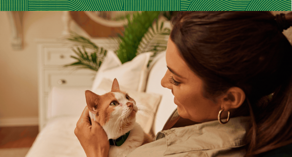 woman with cat, man with dog