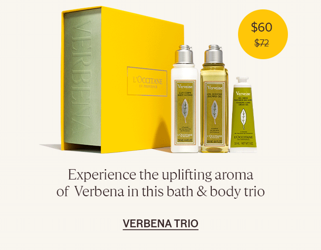 EXPERIENCE THE UPLIFTING AROMA OF VERBENA IN THIS BATH & BODY TRIO | VERBENA TRIO