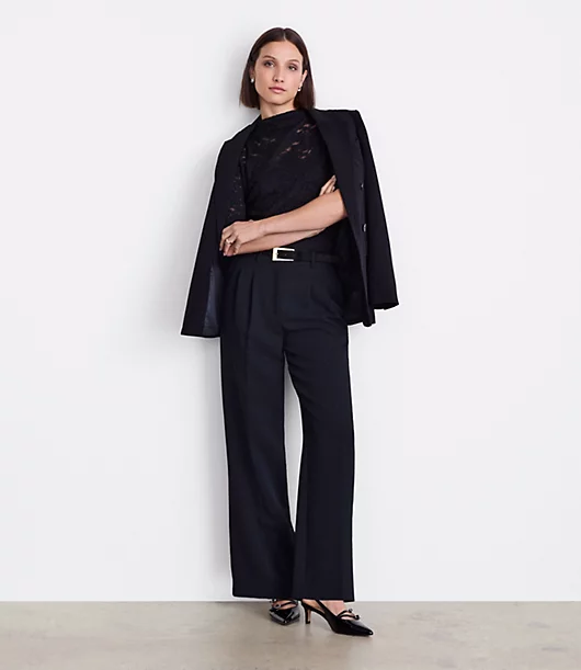 LOFT Versa Lace Elbow Sleeve Turtleneck Top