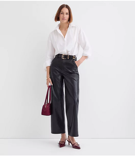 Straight Pants in Faux Leather