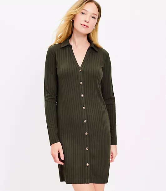 Ribbed Mini Shirtdress