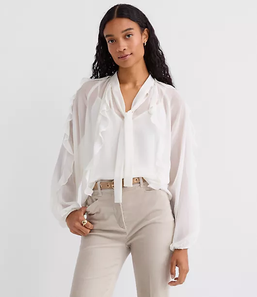 Ruffle Tie Neck Blouse