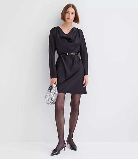 Satin Cowl Neck Mini Dress