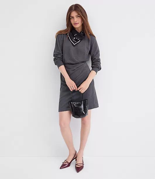 Terry Side Pleated Mini Dress