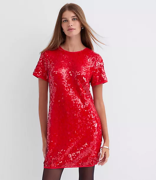 Sequin Short Sleeve Mini Dress