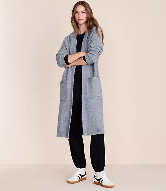 Lou & Grey Boucle Hooded Maxi Cardigan