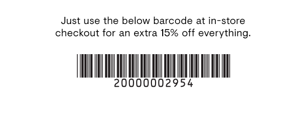 Extra 15% off barcode