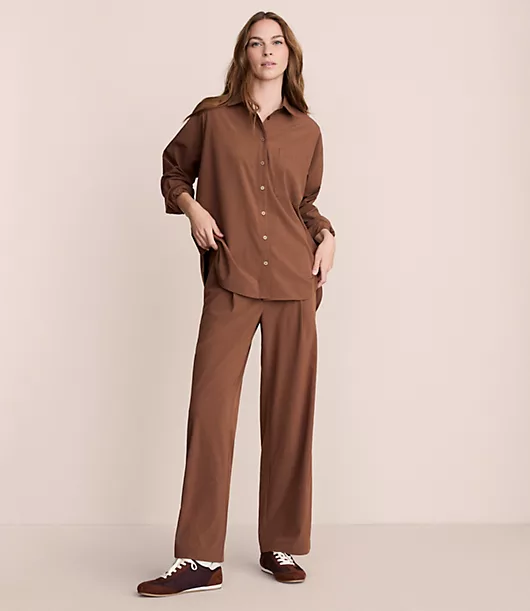 Lou & Grey Seersucker Wanderweave Wide Leg Trouser Pants