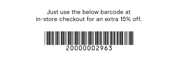 Extra 15% off barcode