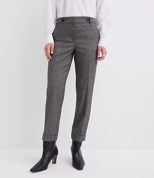 Petite Curvy Cuffed Riviera Slim Pants in Twill