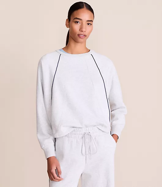 Lou & Grey Heathered Piped Elite Fleece Sweatshirt