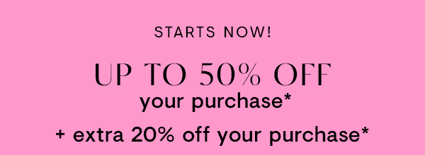 Up to 50% off + Extra 20% 