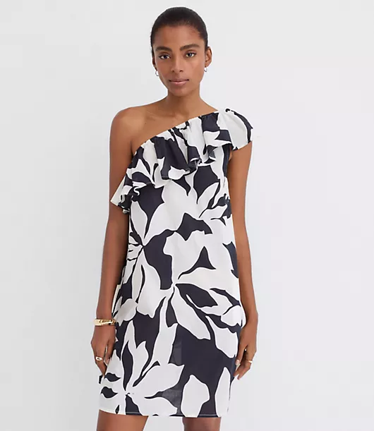 LOFT Beach Ruffle One Shoulder Mini Dress