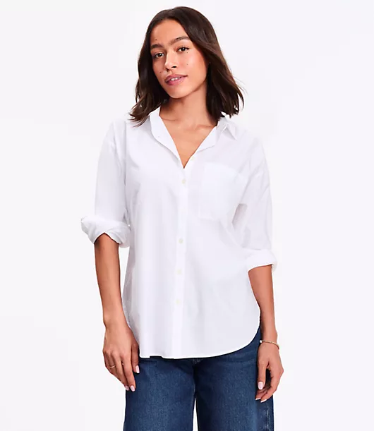 Cotton Blend Everyday Oversized Pocket Shirt