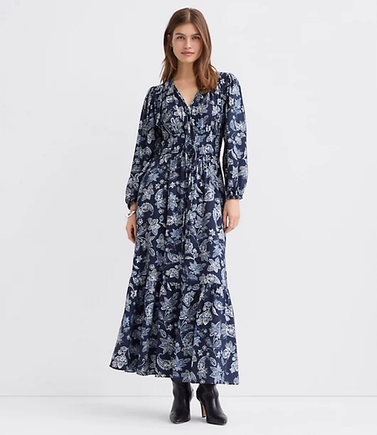 Paisley Bow Maxi Pocket Dress