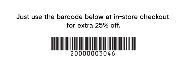 Extra 25% off barcode 