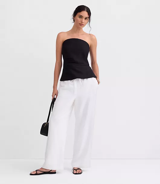 Petite Sawyer Pull On Pants in Linen Blend