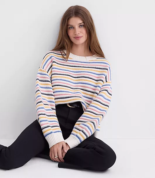 Textured Stripe Relaxed Sweater