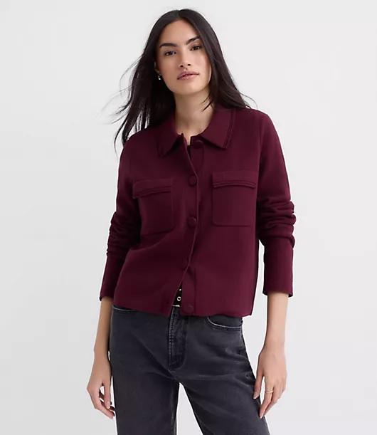Embroidered Trim Sweater Jacket