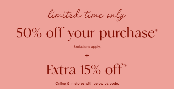 50% off + Extra 15%