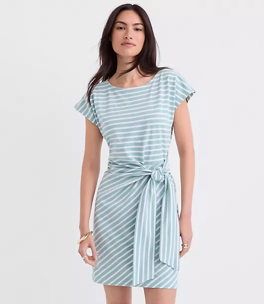 Striped Side Tie Wedge Tee Mini Dress
