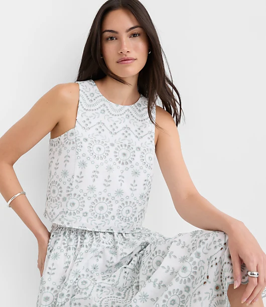 Eyelet Poplin Shell
